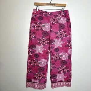 Soma Pink Floral Patterned Wide Leg Pants